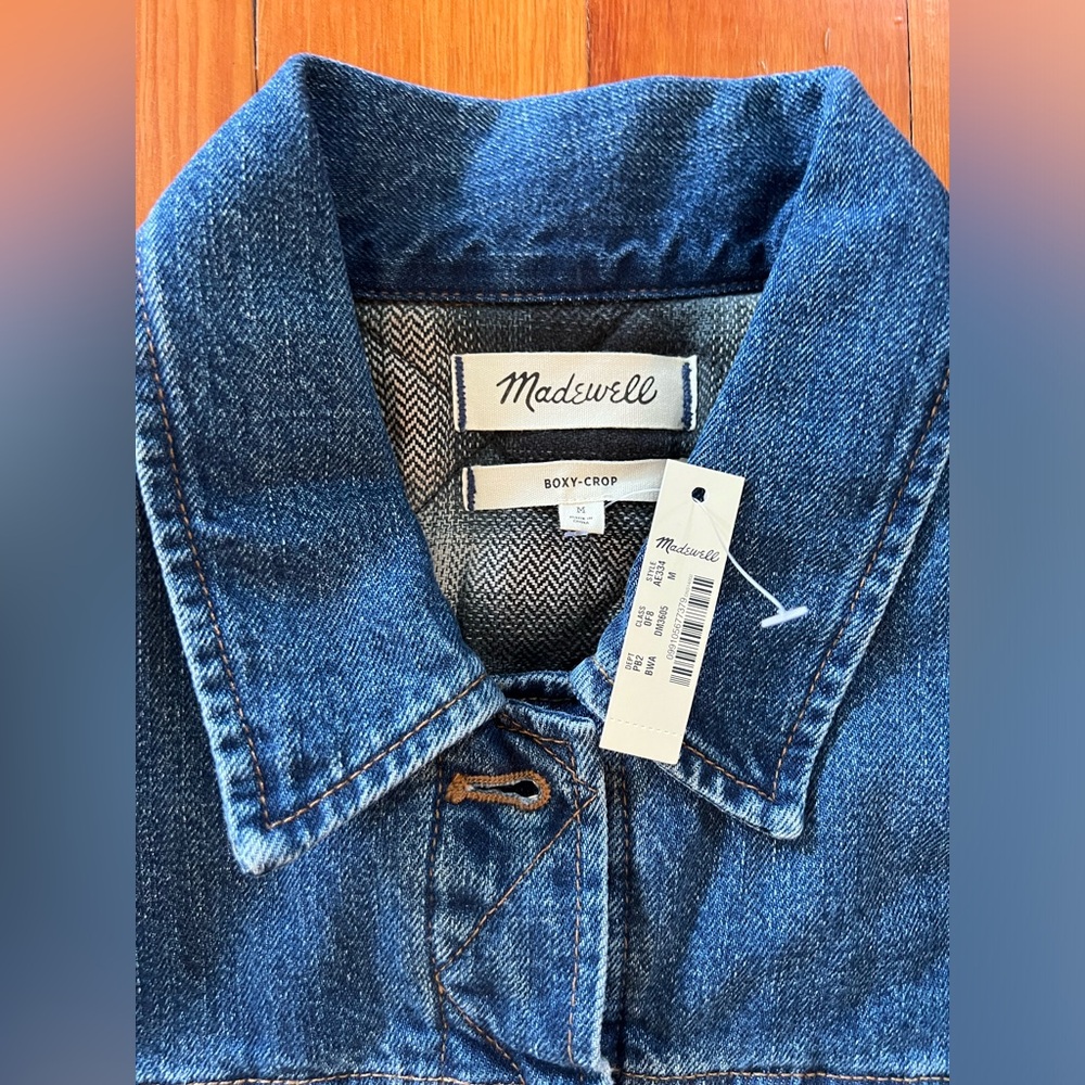 NWT Madewell The Boxy-Crop Jean Jacket: Quilted Lining Edition - Medium - Picture 4 of 9